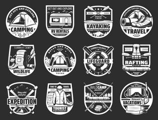 Obraz premium Tourism and travel symbols and signs isolated