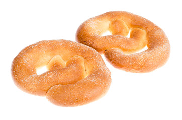 Delicious sweet pastries homemade pretzel with sugar.