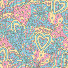 Seamless background of doodle hearts