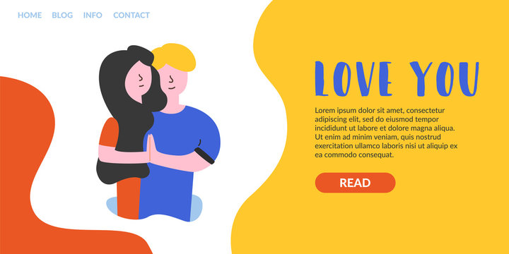 Vector flat banner love you. Landing page
