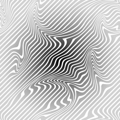 Abstract Illustration of Wave Stripes and Visual Distortion Effect. Optical illusion and Curved lines. Op art.