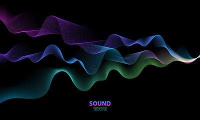 Abstract wave colorful background. Sound or energy concept.