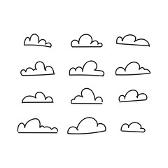 Vector lines sky clouds drawn pencil simple hands.