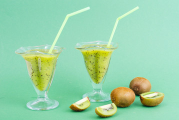 Delicious fresh green kiwi smoothie, vitamin diet drink