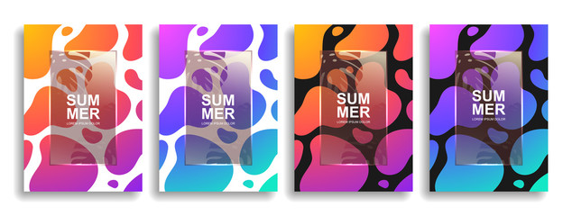A collection of colorful liquid covers. Wavy shapes with gradient. Modern design. Eps10 vector