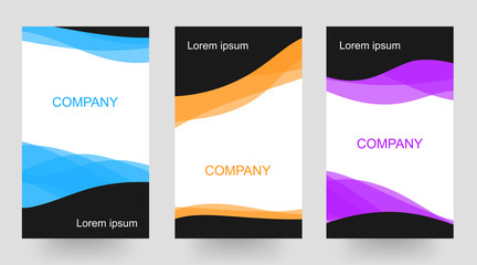 Three kinds of color liquid waves, light and dark banner templates