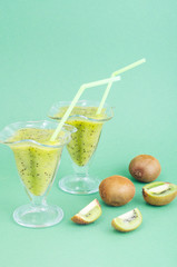 Delicious fresh green kiwi smoothie, vitamin diet drink
