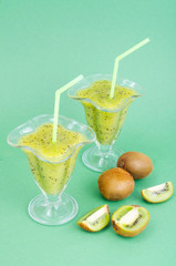 Delicious fresh green kiwi smoothie, vitamin diet drink