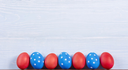 american easter Easter eggs painted in the style of the American flag.