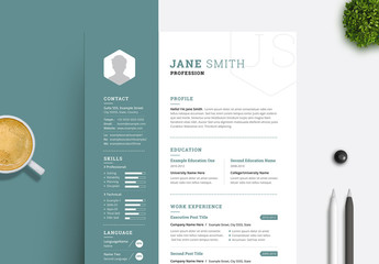 Resume and Cover Letter Set with Teal Sidebar Element