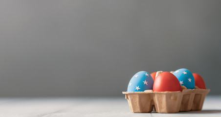 american easter Easter eggs painted in the style of the American flag.