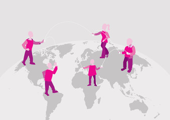 World connection. international team works together. Communication on the Internet