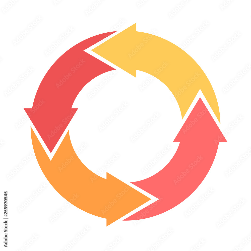 Wall mural diagram circle of four colored arrows. icon diagram. vector illustration.