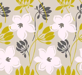  Naadloos patroon met creatieve decoratieve bloemen in Scandinavische stijl. Geweldig voor stof, textiel. Vector achtergrond © Anna