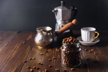 Coffee beans in glass jar