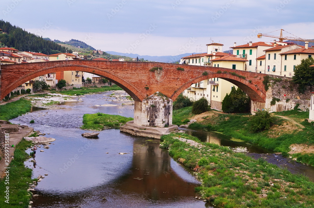 Wall mural medicean bridge over sieve river, pontassieve, tuscany, italy