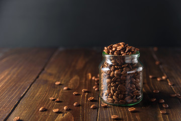 Coffee beans in glass jar