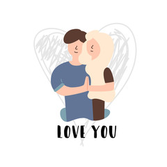 Vector Flat Banner love you guy brown hair