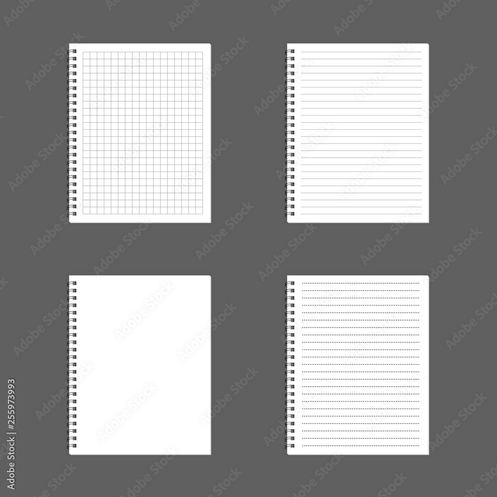 Aufkleber blank realistic spiral notepad notebook isolated on white vector