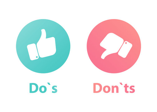 Do`s And Don't Or Like & Unlike. Icons With Thumbs Up And Thumbs Down Icons