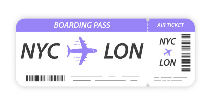 Airline boarding pass ticket. Ticket blank. Plane ticket template.