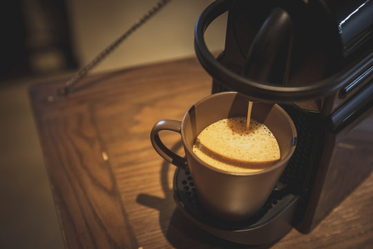 fresh coffee from machine