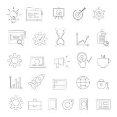 Search Engine Optimization Vector Outline Icons. SEO Elements.