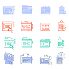 Search Engine Optimization Vector Outline Icons. SEO Elements.
