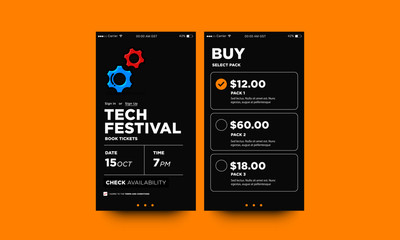 Tech Festival Ticket Booking App Interface Design