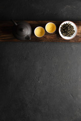 Tea concept or backgrond, flat lay