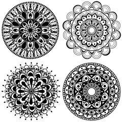 Set of mandalas. Vintage decorative elements. Oriental pattern, Islam, Arabic, Indian motifs