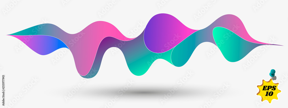 Aufkleber Abstract Fluid creative templates with dynamic linear waves.cards, color covers set. Geometric design.Cool curl wave header element. Modern bright colors.