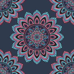 Indian floral paisley medallion seamless pattern. Ethnic Mandala seamless pattern.