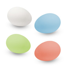 Multi-colored Easter eggs. Holiday in the house. White isolated background.