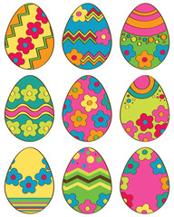 Set of color Easter eggs with different designs