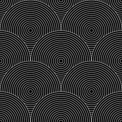 Seamless pattern. Fish scale motif.  Circle lines texture.