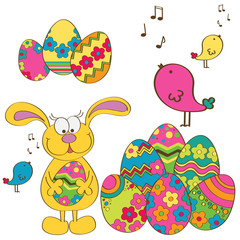 Vector set of happy easter design elements
