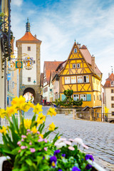 Medieval town of Rothenburg ob der Tauber in summer, Bavaria, Germany
