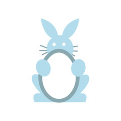 Blue rabbit with Easter egg.  Element of web icon for mobile concept and web apps- illustration