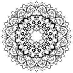 Ethnic Mandala ornament with hearts. Vintage decorative elements. Oriental pattern, Islam, Arabic, Indian motifs