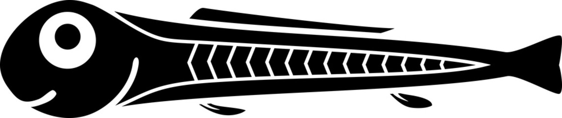 Black silhouette of fry of cartoon fish