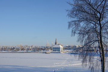 Cityview to the seaside of Raahe town in Finland.