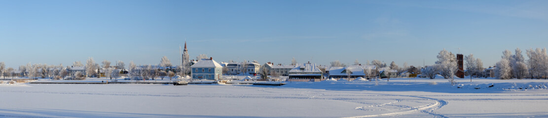 Cityview to the seaside of Raahe town in Finland