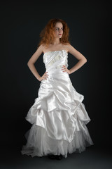 Fototapeta premium red hair bride studio photos