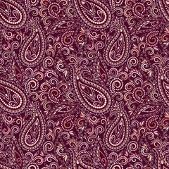 Nahtloses buntes Muster mit Paisley. Traditionelle helle ethnische Verzierung. Vektordruck. Verwendung für Tapeten, Musterfüllungen, Textildesign.