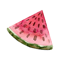 Watercolor watermelon fruit. Hand drawn summer illustration. Design for fabric, packaging, textile, cover, postcard, paper, stationery, scrapbooking, wrapping, clothes, stickers, cards, posters, logo