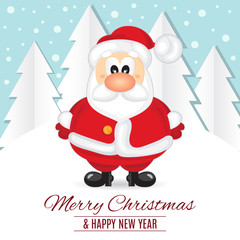Fototapeta na wymiar Christmas card. Funny postcard with Santa. Vector Illustration.