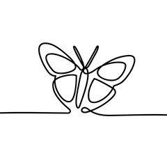 Continuous one line drawing of Butterfly