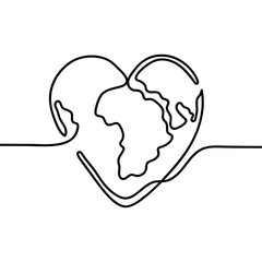 Continuous one line drawing of global love day