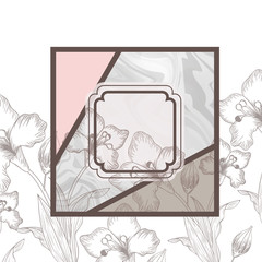 victorian with frame and flowers isolated icon